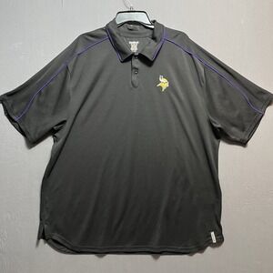 Minnesota Vikings Polo Shirt Adult 2XL Rbk Reebok Black Polyester Play Dry